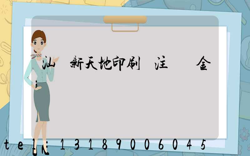 汕頭新天地印刷廠注冊資金